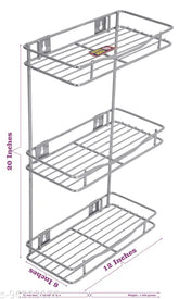Stainless steel 3-tier jar rack for kitchen and home storage, ideal for spices (Size: 15x6x18)